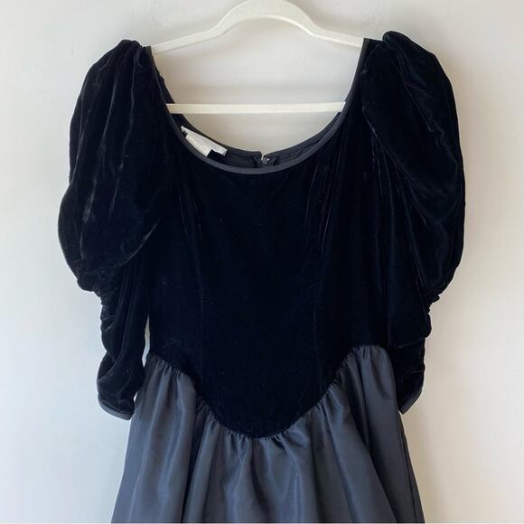 VTG Gunne Sax Jessica McClintock Black Velvet 80s Formal Dress Sz 7 Goth - Picture 2 of 10